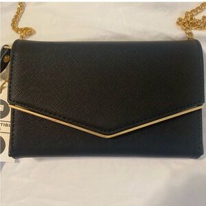 Miztique Elegant Black Clutch with Gold Accents